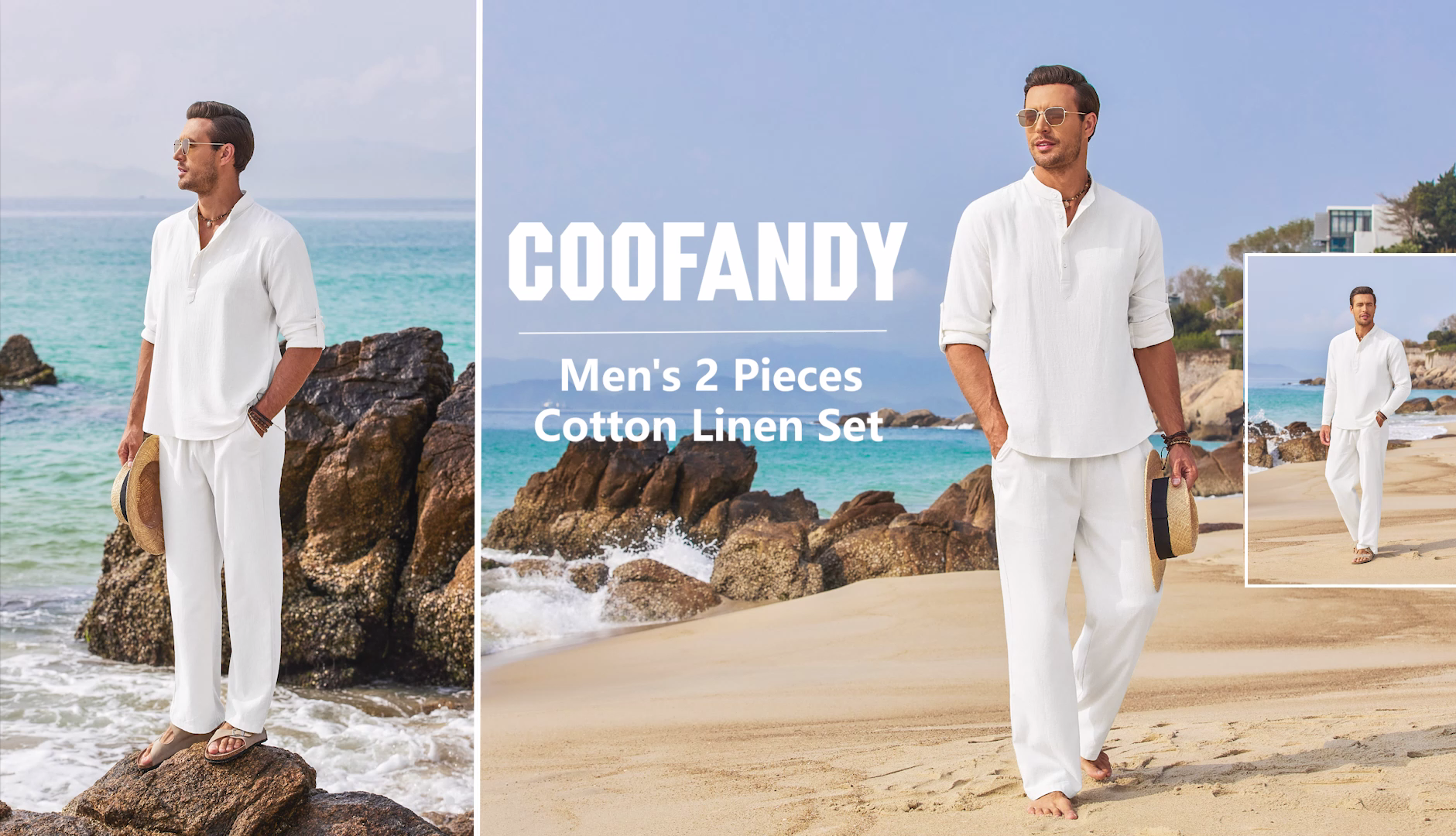 Amazon.com: COOFANDY Men's 2 Pieces Cotton Linen Set Long Sleeve